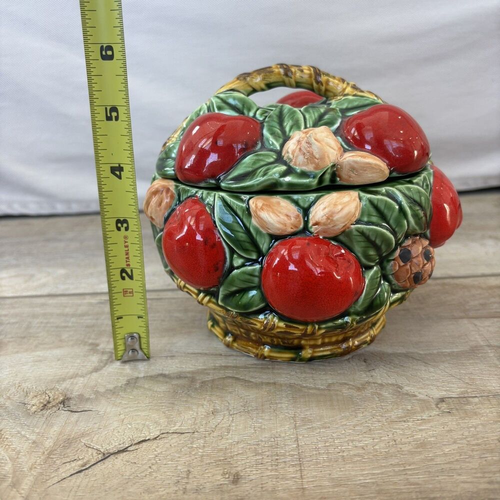 Vintage Inarco Japan Ceramic Fruit Nut Pinecones Leaves Basket Farmhouse Decor - Picture 11 of 11